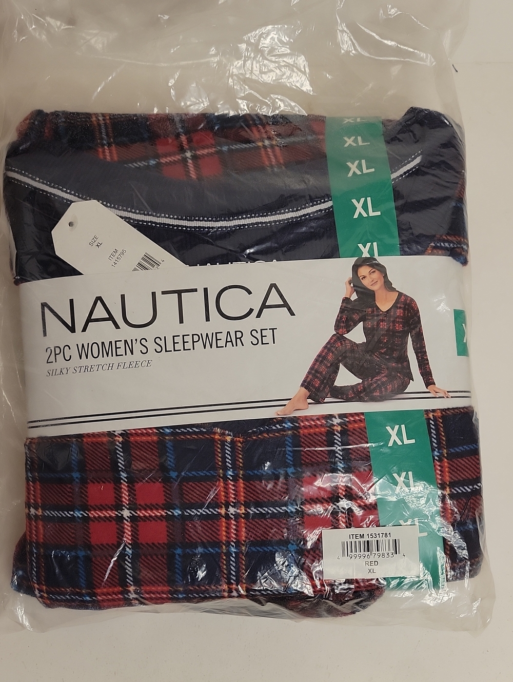 Nautica Women's Red and Navy Plaid 2-Piece Sleepwear Set